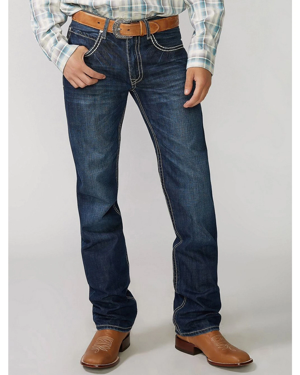 Stetson Rock Fit Barbwire "X" Stitched Jeans - Image 3