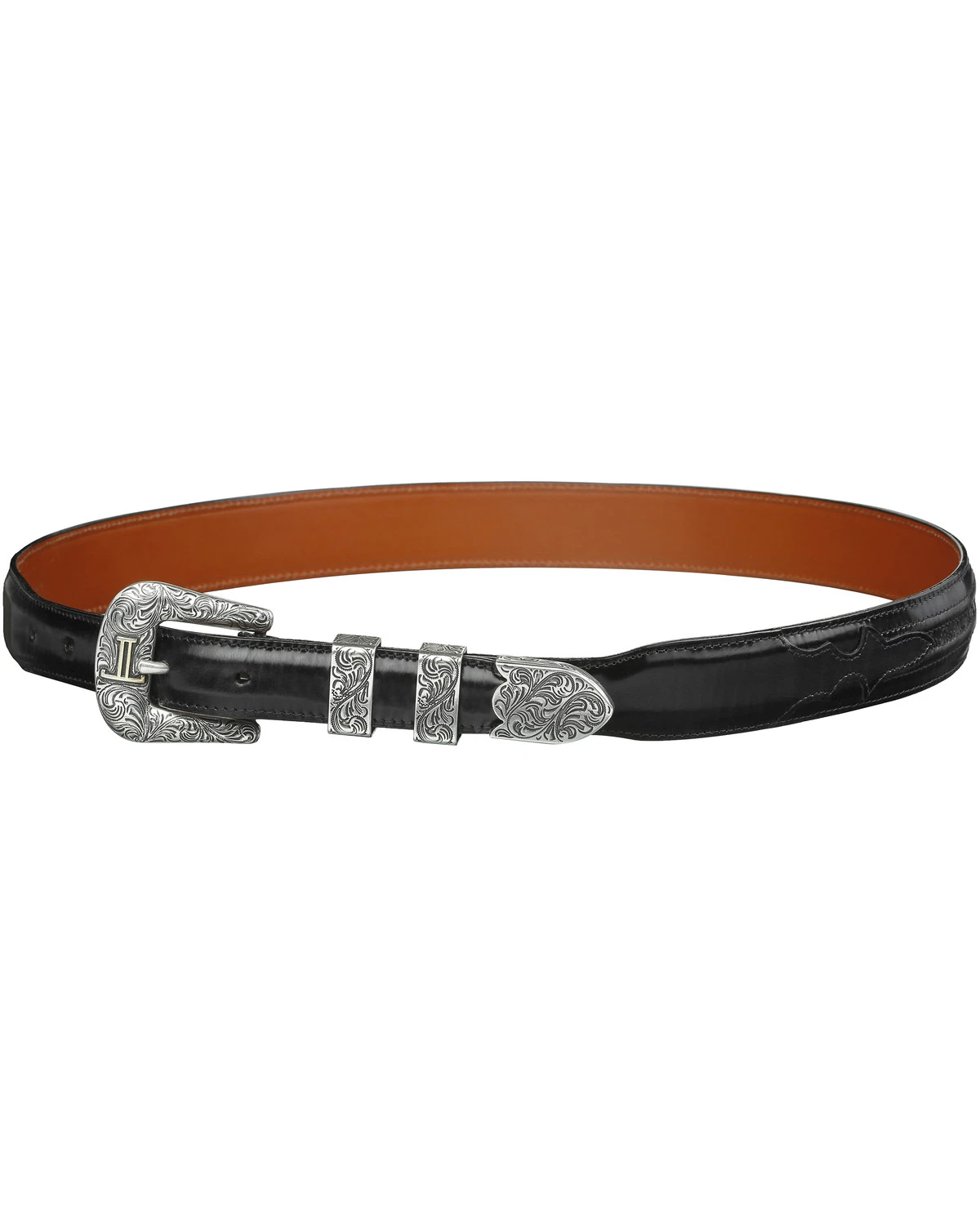 Lucchese Men's Black Goat With Hobby Stitch Leather Belt - Image 2