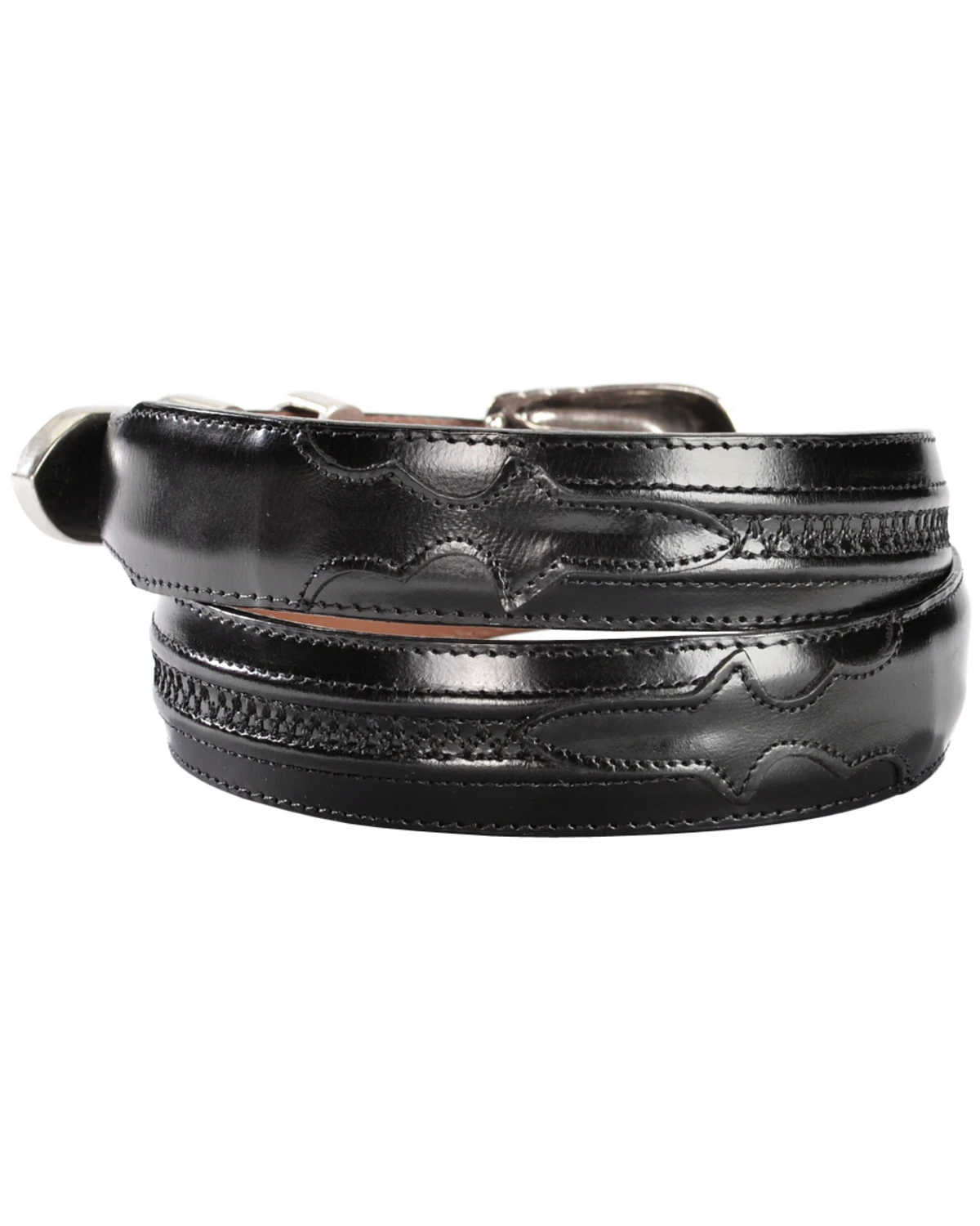 Lucchese Men's Black Goat With Hobby Stitch Leather Belt - Image 3