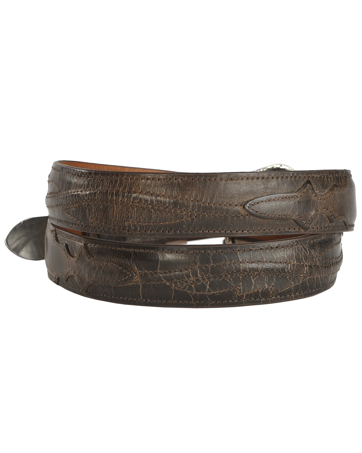 Lucchese Men's Brown Burnished Goat Seville Stitch Leather Belt - Image 2