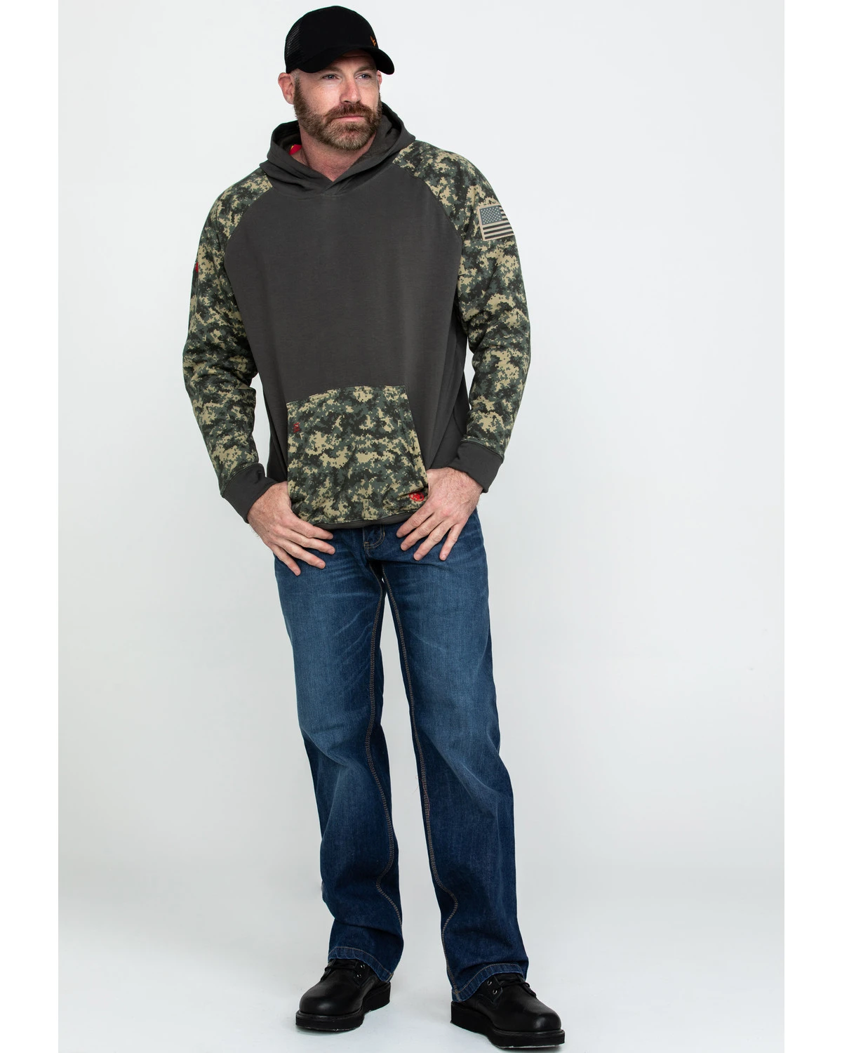 Ariat Men's FR Durastretch Camo Patriot Hoodie Work Sweatshirt - Big - Image 6