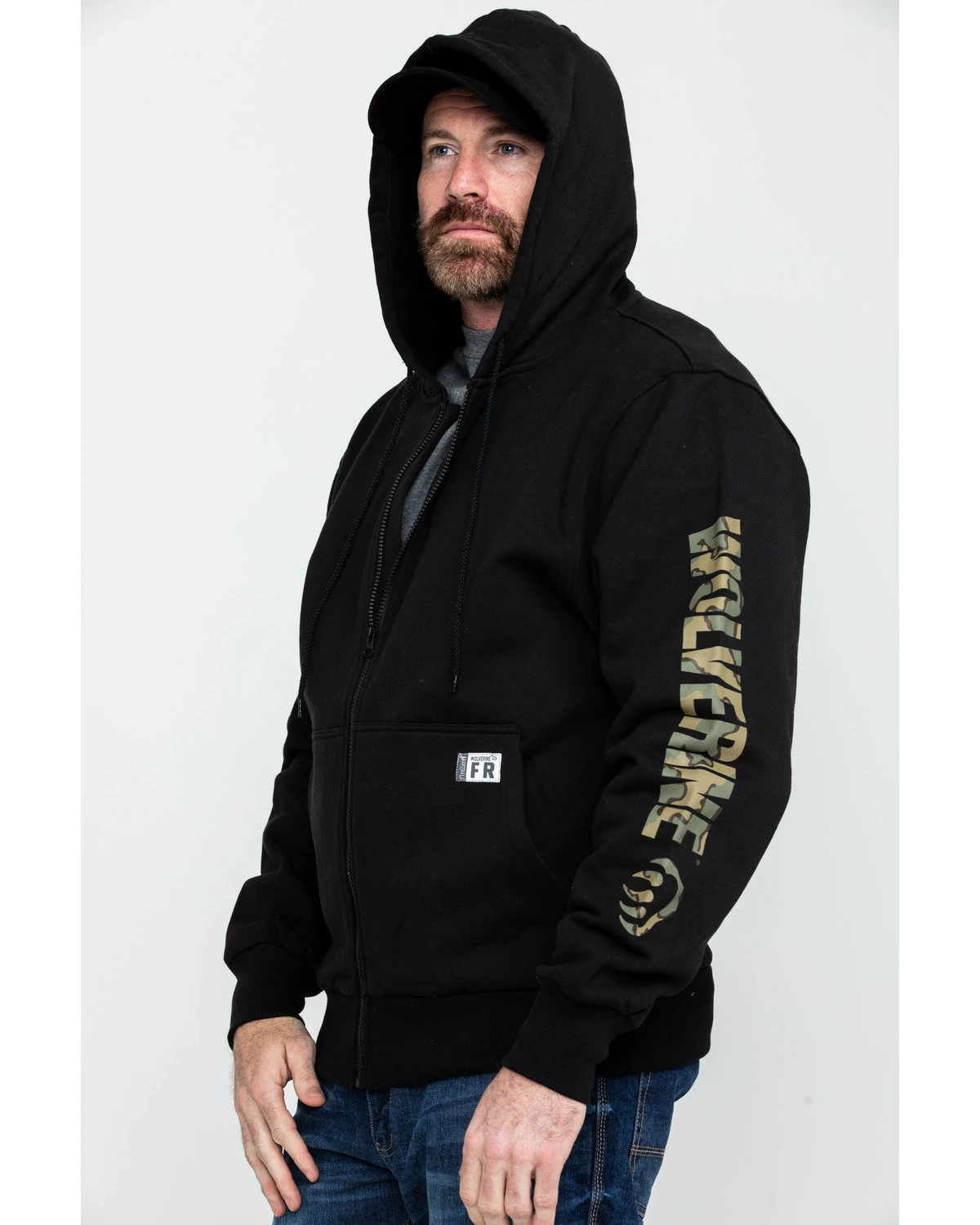 Wolverine Men's FR Logo Sleeve Zip-Up Work Hoodie - Image 3