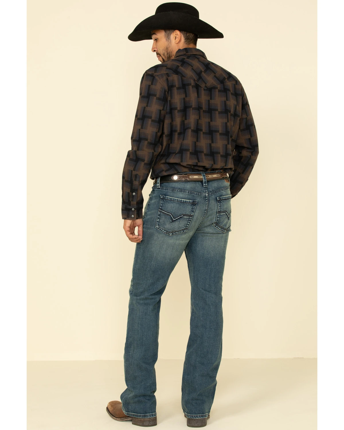 Moonshine Spirit Men's Deep Pockets Dark Wash Stretch Slim Boot Jeans - Image 2