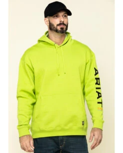 Ariat Men's Lime Heather Rebar Graphic Hooded Work Sweatshirt
