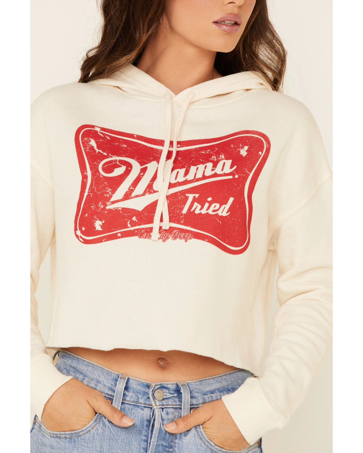 Country Deep Women's Mama Tried Graphic Cropped Hooded Sweatshirt - Image 4