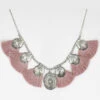Prime Time Women's Pink Tassel & Silver Concho Necklace