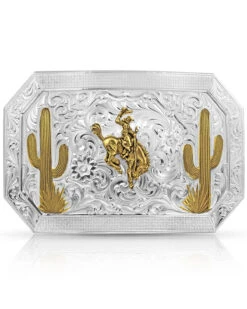 Montana Silversmiths Men's Desert Joy Cactus Ranch Rodeo Bucking Horse Buckle