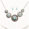 Prime Time Jewelry Women's 5 Concho Necklace And Earrings Set