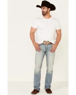 Moonshine Spirit Men's Wild West Light Wash Stretch Stackable Straight Jeans