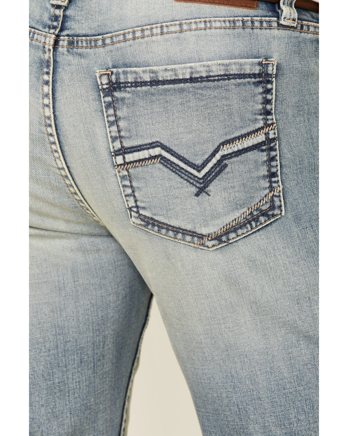 Moonshine Spirit Men's Wild West Light Wash Stretch Stackable Straight Jeans - Image 4