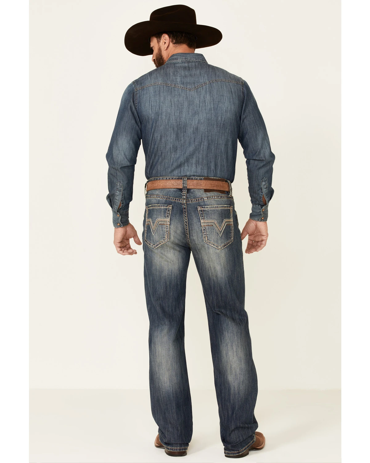 Rock & Roll Denim Men's Double Barrel Dark Vintage Wash Stretch Relaxed Straight Jeans - Image 2