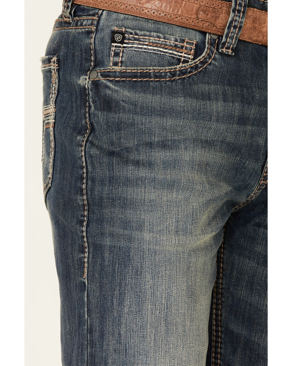 Rock & Roll Denim Men's Double Barrel Dark Vintage Wash Stretch Relaxed Straight Jeans - Image 3