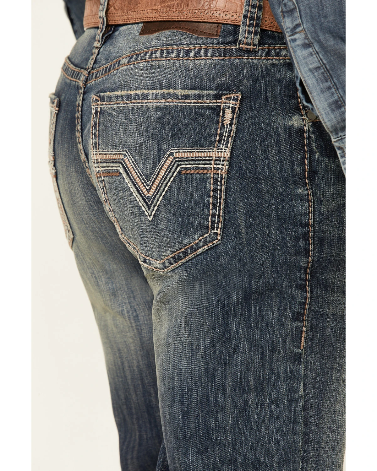 Rock & Roll Denim Men's Double Barrel Dark Vintage Wash Stretch Relaxed Straight Jeans - Image 4