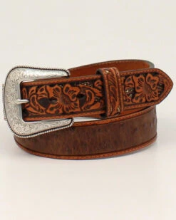 Cody James Men's Tooled Billet Overlay Western Belt