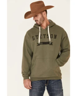 Stetson Men's Green Logo Banner Graphic Hooded Sweatshirt