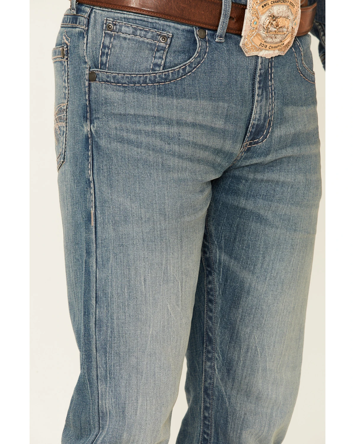 Rock 47 By Wrangler Men's Cochran Medium Wash Stretch Slim Straight Jeans - Image 2