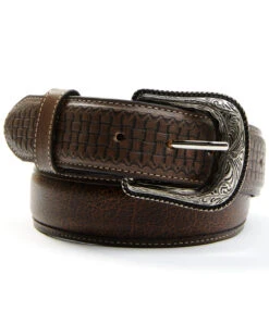 Cody James Men's Basket Weave Embossed Billet Leather Belt