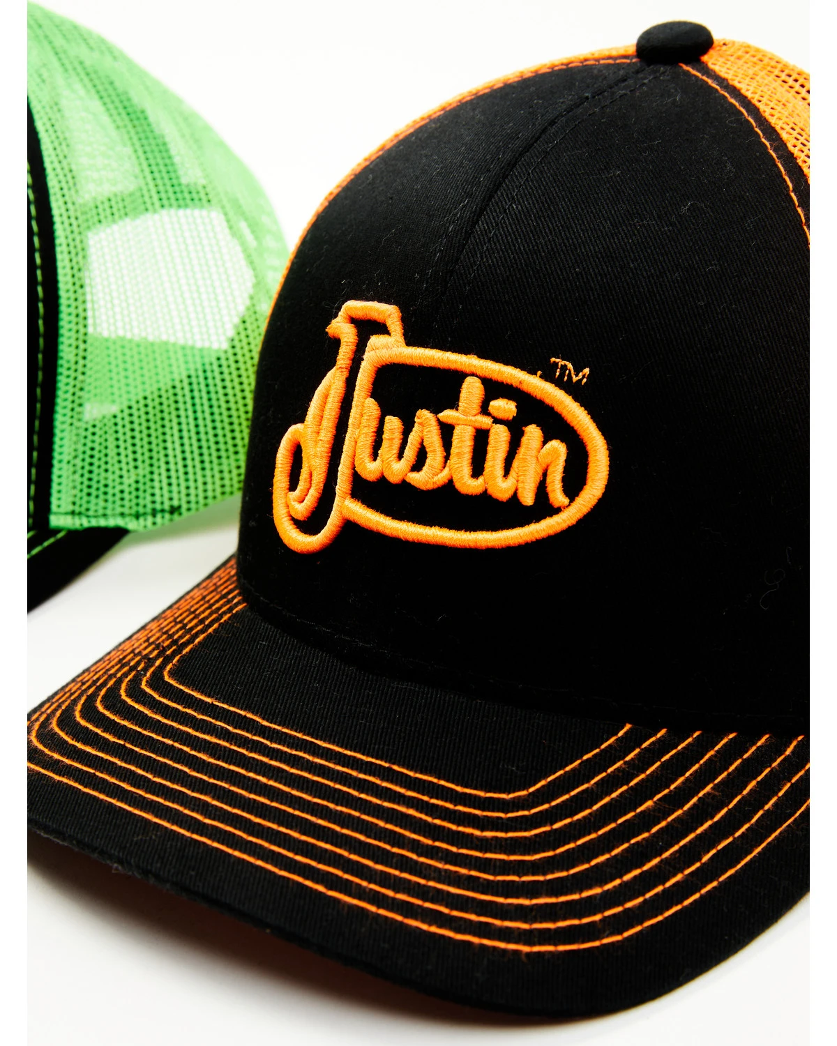 Justin Men's Assorted Embroidered Neon Logo Mesh Back Trucker Cap - Image 2