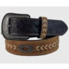 Roper Men's Floral Tooled Tab Heavy Cord Arrow & Southwestern Concho Leather Belt