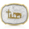 Montana Silversmiths Men's Right Cut Of The Rope With Christian Cowboy Belt Buckle