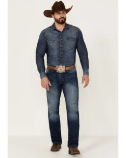 Cinch Men's Silver Label Medium Stonewash Performance Stretch Slim Straight Jeans