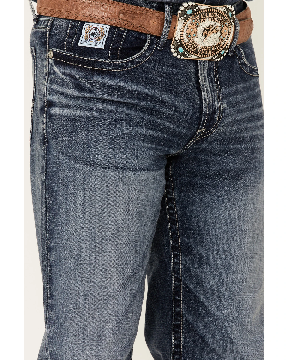 Cinch Men's White Label Medium Stonewash Performance Stretch Relaxed Straight Jeans - Image 2