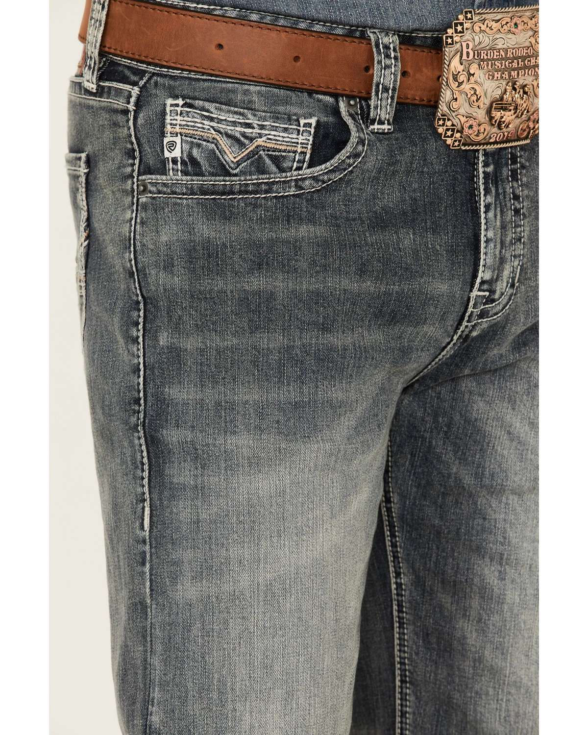 Rock & Roll Denim Men's Medium Vintage Wash Double Barrel Stretch Relaxed Straight Jeans - Image 4