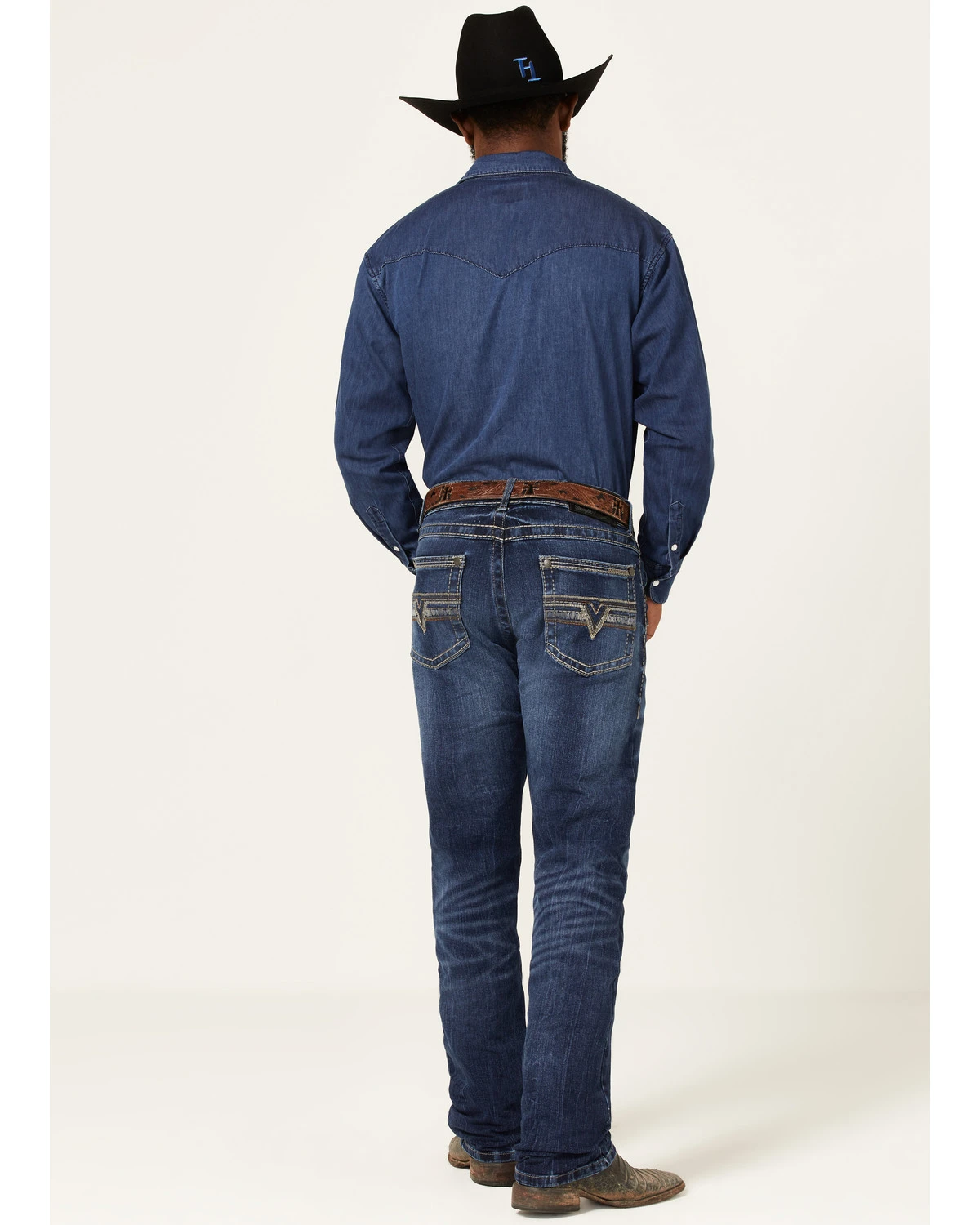 Rock 47 By Wrangler Men's Prichett Dark Wash Stretch Slim Straight Jeans - Image 3