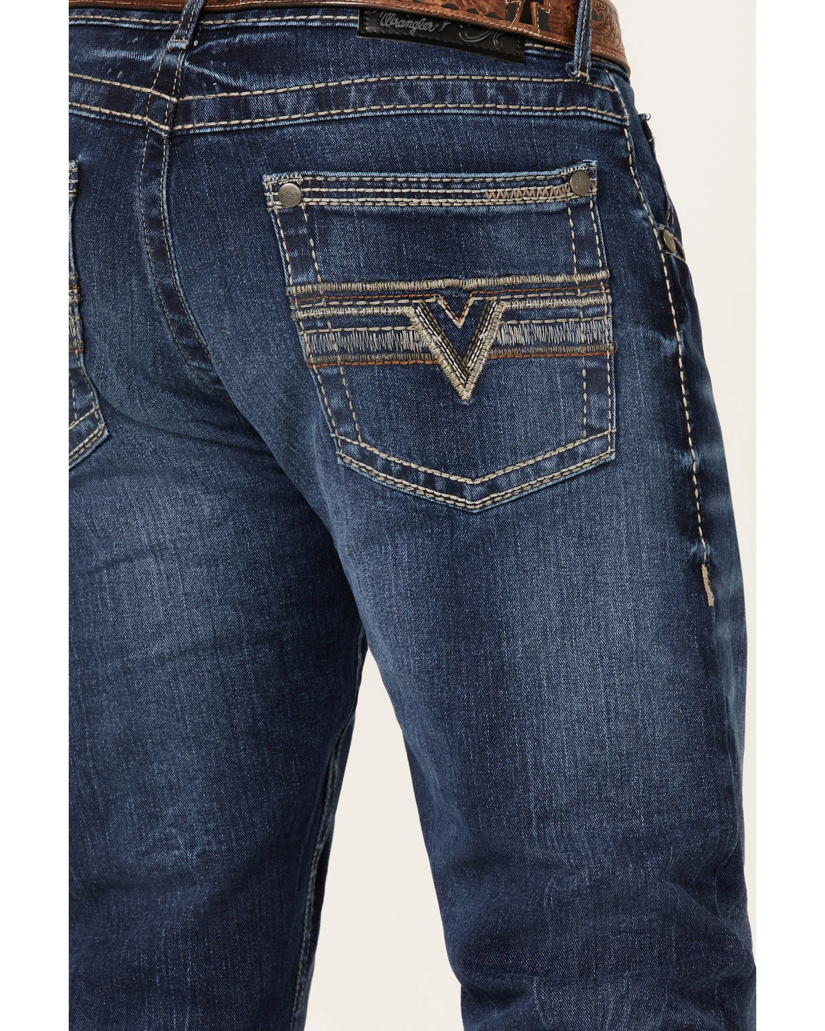 Rock 47 By Wrangler Men's Prichett Dark Wash Stretch Slim Straight Jeans - Image 4