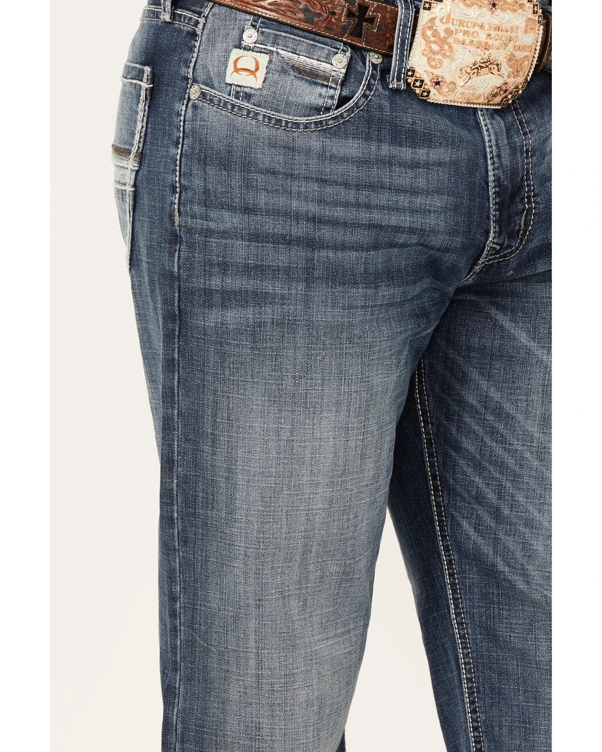 Cinch Men's Grant Medium Stonewash Broken Twill Performance Stretch Relaxed Bootcut Jeans - Image 2