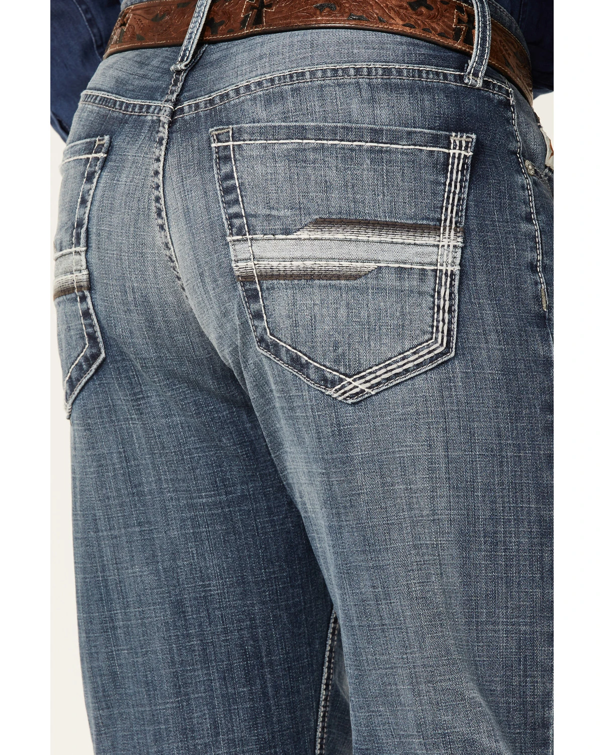 Cinch Men's Grant Medium Stonewash Broken Twill Performance Stretch Relaxed Bootcut Jeans - Image 4