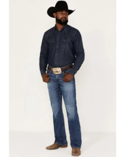 Rock 47 By Wrangler Men's Baltic Light Medium Wash Stretch Slim Bootcut Jeans