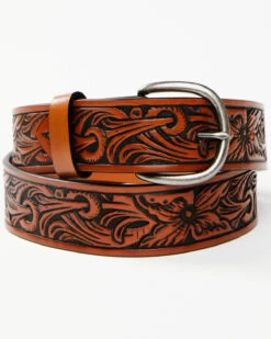 Cody James Men's Tan Floral Tooled Belt