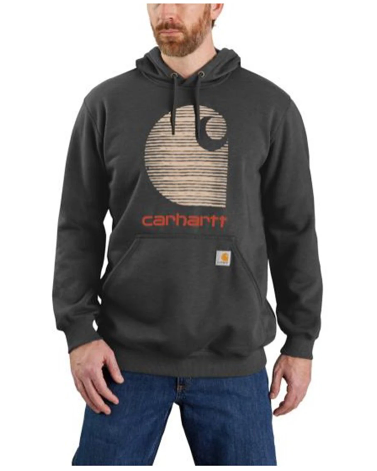 Carhartt Men's Rain DefenderĀ® Loose Fit Midweight Logo Graphic Hooded Sweatshirt