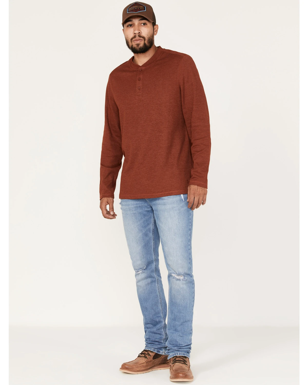 Brothers & Sons Men's Arizona Light Wash Distressed Stretch Slim Straight Jeans