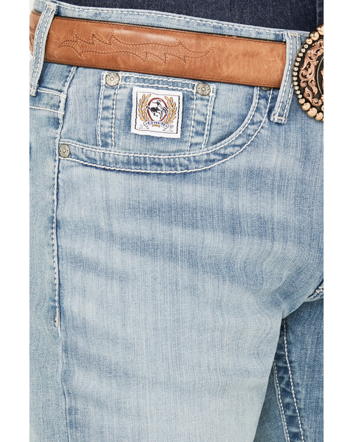 Cinch Men's White Label Light Wash Relaxed Straight Stretch Performance Denim Jeans - Image 2