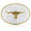 Montana Silversmiths Two-Tone Engraved Western Longhorn Belt Buckle