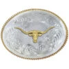 Montana Silversmiths 1350 Series German Silver Longhorn Western Belt Buckle